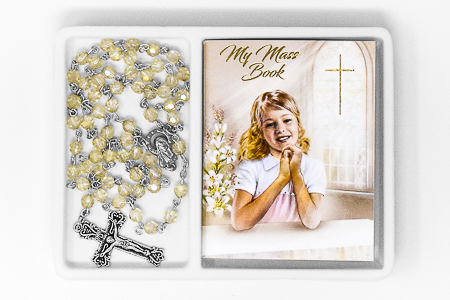 Girl's Communion Rosary and Prayer Book.