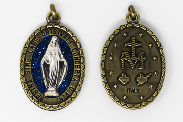 Large Gold Enamel Miraculous Medal.