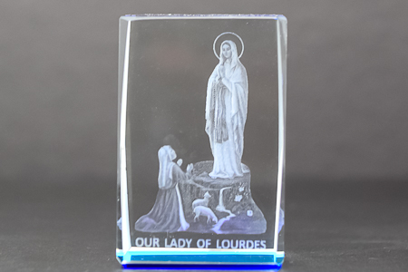 Our Lady of Lourdes 3-D Crystal Paperweight.