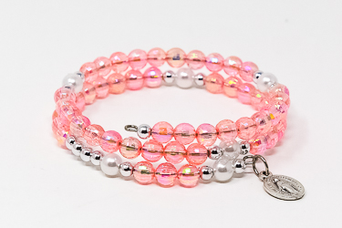 Wrap Around Rosary Bracelet Peach.