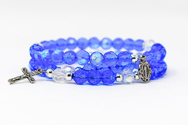 Memory Wire Rosary Bracelet Blue.