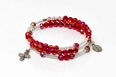 Memory Wire Rosary Bracelet Red.