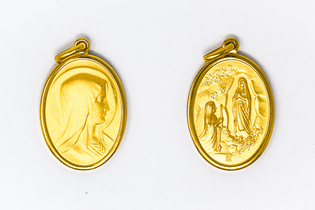 Gold Oval Lourdes Pendant.