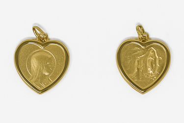 Solid Gold Heart Lourdes Medal.